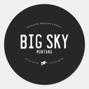 Adesivo Redondo Vintage Snowboa, Vintage em desgosto do Big Sky Mo