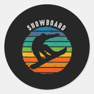 Adesivo Redondo Vintage Snowboard Clothing - Snowboard Sunset
