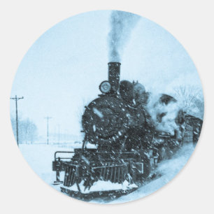 Adesivo Redondo Vintage Snowbound do trem