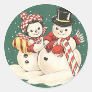 Adesivo Redondo Vintage Snowman Sticker
