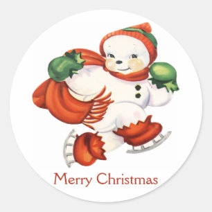 Adesivo Redondo Vintage Snowman Stickers