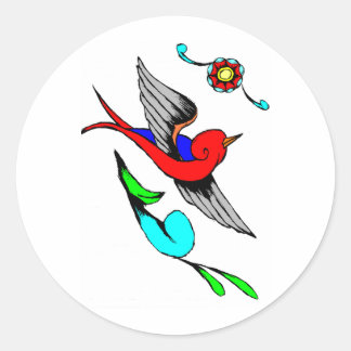 Adesivo Redondo Vintage Sparrow Tatuagem