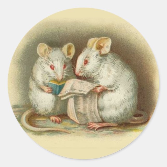 Adesivo Redondo Vintage Stickers, Ratos (Frente)