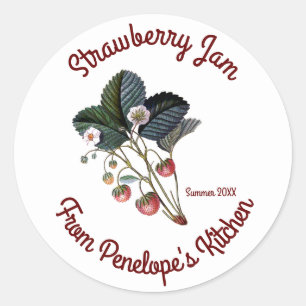 Adesivo Redondo Vintage Strawberry Jam - Sua cozinha é datada