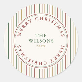 Adesivo Redondo Vintage stripes de Natal elegantes
