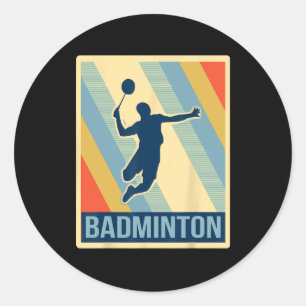 Adesivo Redondo Vintage Style Badminton T Shirt