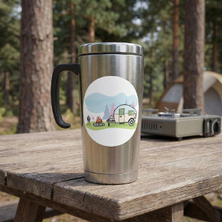 Adesivo Redondo Vintage Style Camper Stickers
