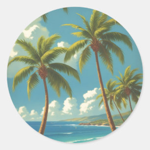 Adesivo Redondo Vintage Style Havaiano Viagem Aloha Do Havaí