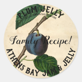 Adesivo Redondo Vintage Style Plum Jelly Produto Rótulo Comercial