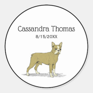 Adesivo Redondo Vintage Stylized French Bulldog C