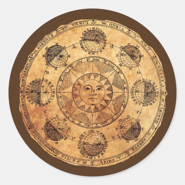 Adesivo Redondo Vintage Sun e Eclipse (Frente)
