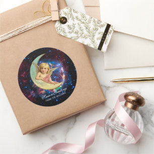 Adesivo Redondo Vintage Sweet Angel no Natal da Lua