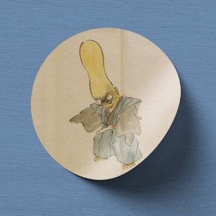 Adesivo Redondo Vintage Swordsman de cabeça alta Yokai