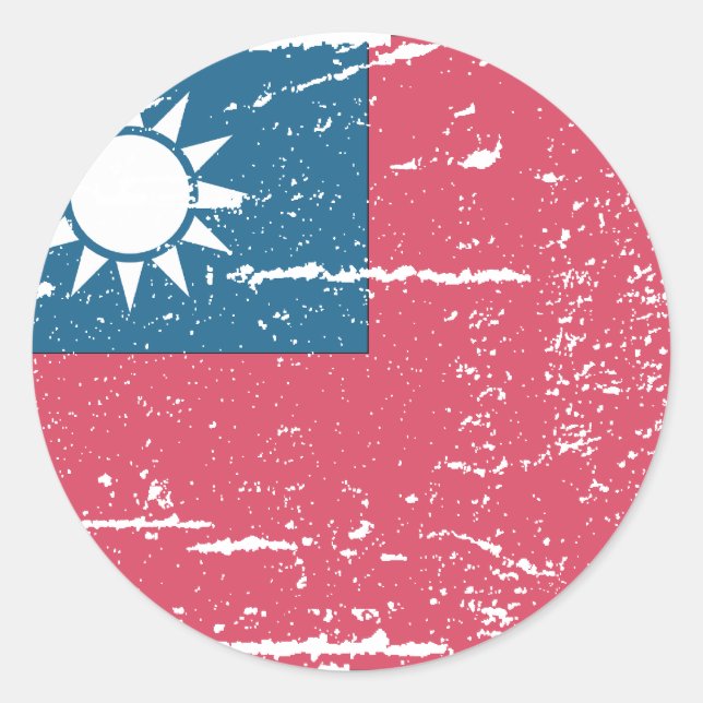 Adesivo Redondo Vintage Taiwan Flag (Frente)