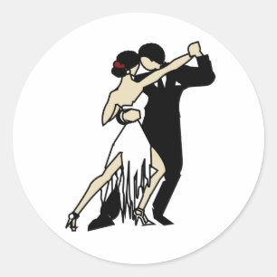 Adesivo Redondo Vintage Tango Dancers