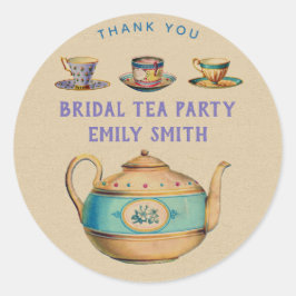Adesivo Redondo Vintage Tea Party Stickers - QUALQUER OCCASION Per