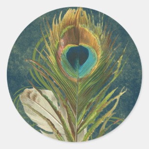 Adesivo Redondo Vintage Teacock Feather