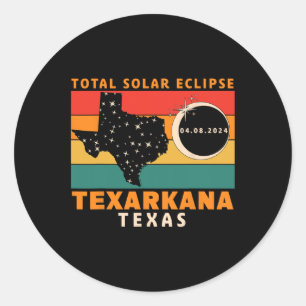 Adesivo Redondo Vintage Texarkana Texas Total Solar Eclipse 2024
