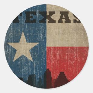 Adesivo Redondo Vintage Texas