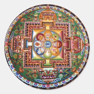 Adesivo Redondo Vintage Tibetano - Budismo tantrico Mandala