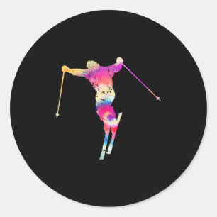 Adesivo Redondo Vintage Tie Dye Ski Ski Lover Graphic Art Impressã