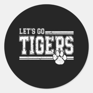 Adesivo Redondo Vintage Tigers School Sports Name Retro