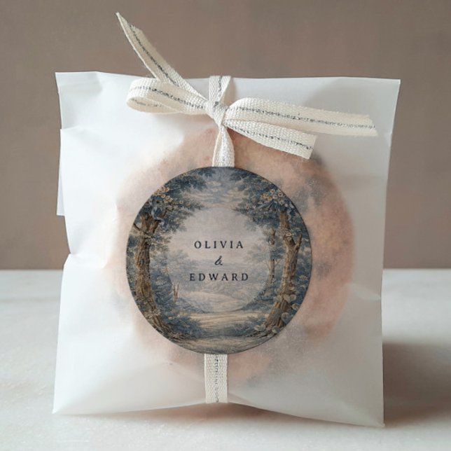 Adesivo Redondo Vintage Toile Wedding Tapestry Romantic Woodland  (Criador carregado)