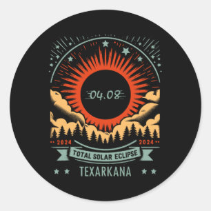 Adesivo Redondo Vintage - Total de Eclipse Solar 2024 Texarkana