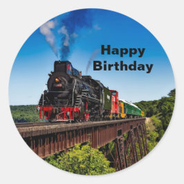 Adesivo Redondo Vintage Train Bridge Photo Birthday
