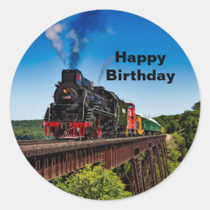 Adesivo Redondo Vintage Train Bridge Photo Birthday