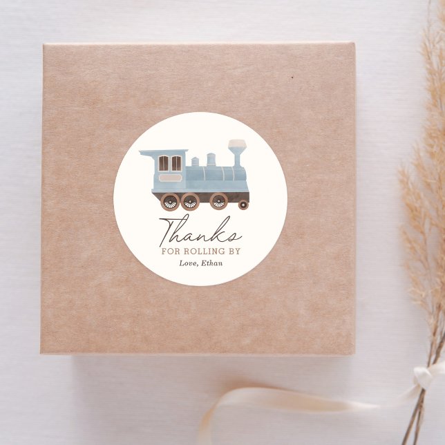 Adesivo Redondo Vintage Train Festa de aniversário (Criador carregado)
