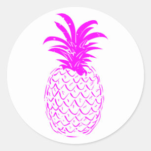 Adesivo Redondo Vintage Trendage - Ananás Tropical Rosa