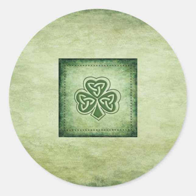 Adesivo Redondo Vintage trendage grundge Irish shamrock (Frente)