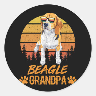 Adesivo Redondo Vintage Tricolor Beagle Dog Avô Paw Pai Padre
