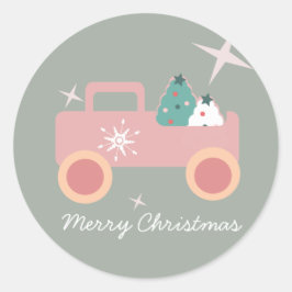Adesivo Redondo Vintage Truck Groovy Cookies de Natal