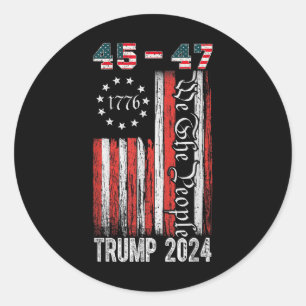 Adesivo Redondo Vintage Trump 2024 45-47 Us Flag We The Pessoas Vo