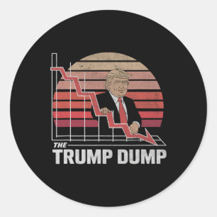 Adesivo Redondo Vintage Trump Dump Anti-Trump Crash do Mercado de