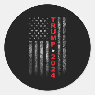 Adesivo Redondo Vintage U.A. Bandeira Americana Trump 2024