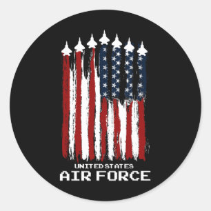 Adesivo Redondo Vintage U Air Force Veterans Usa American Flag 4t