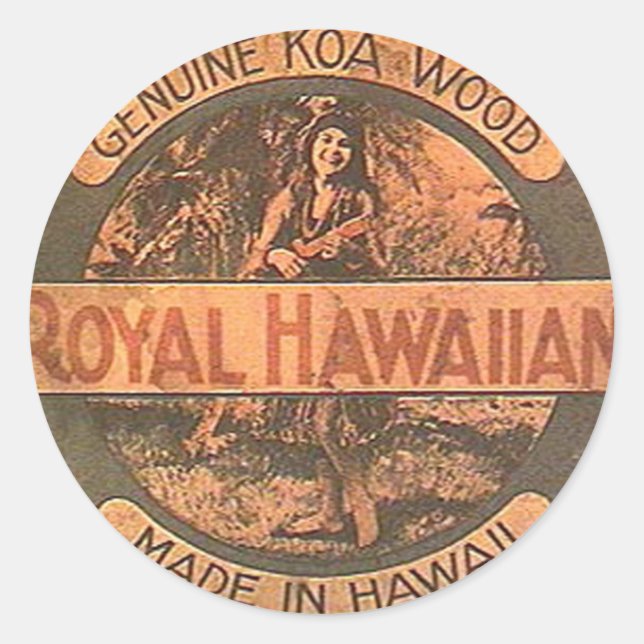 Adesivo Redondo Vintage Ukulele Sticker (Frente)