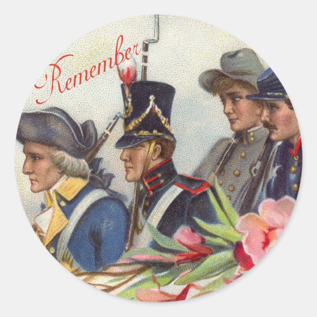 Adesivo Redondo Vintage, uma nação, com autocolantes patrióticos (Frente)