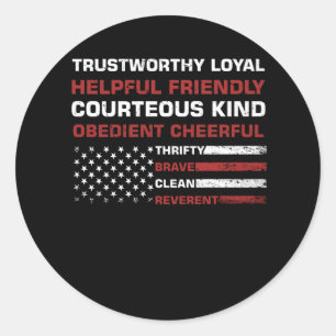 Adesivo Redondo Vintage US America Flag Scouting Live by the Scout
