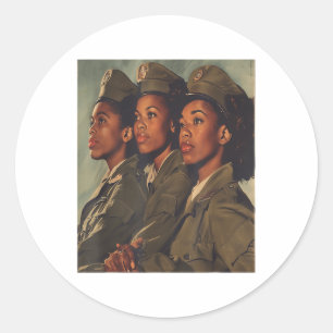 Adesivo Redondo Vintage USA Army Black Sisterhood Women Soldiers M