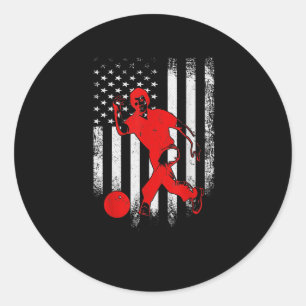 Adesivo Redondo Vintage USA Flag Boliche Bowler