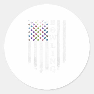 Adesivo Redondo Vintage USA Flag Boliche Player