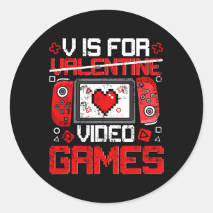 Adesivo Redondo Vintage V é Para Video Games Dia Dos Namorados Gam
