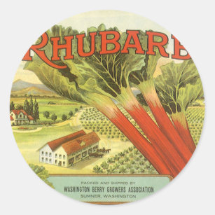 Adesivo Redondo Vintage Vegetal Pode Rotular Arte, Fazenda Rhubarb