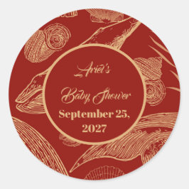 Adesivo Redondo Vintage - Vermelho de Baleia Náutica