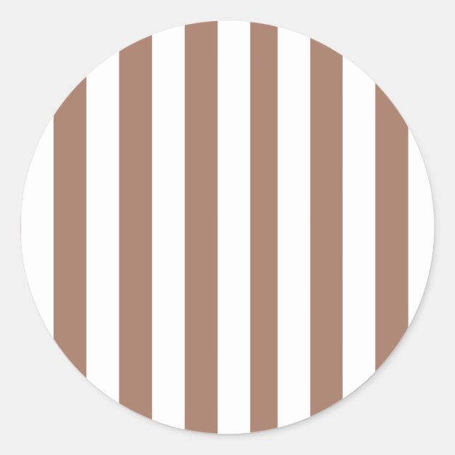 Adesivo Redondo Vintage Vertical Stripes Mocha Mousse White (Frente)