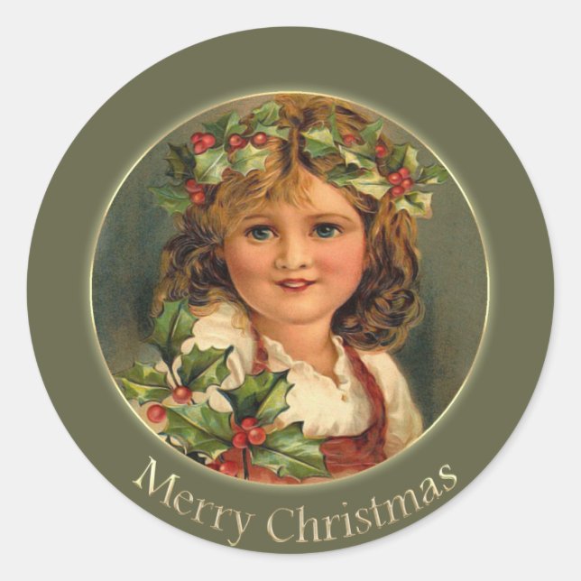 Adesivo Redondo Vintage Victorian Little Christmas (Frente)